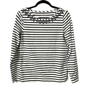 Vineyard Vines Women’s Long Sleeve Scoop Neck Black & White Striped Top Sz S GUC